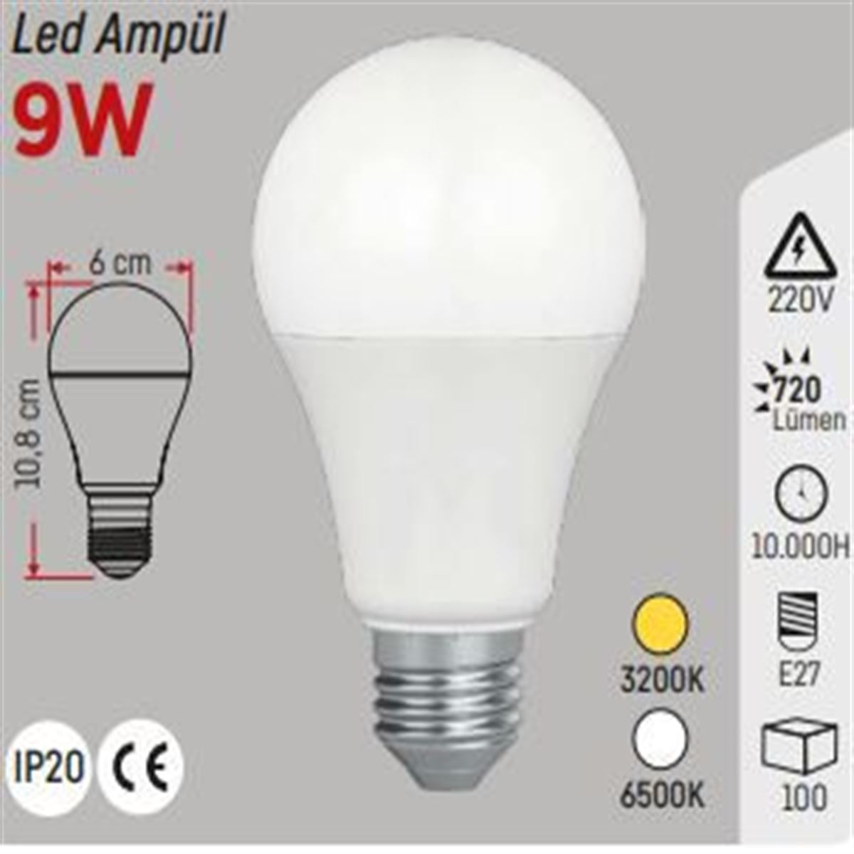 E 27 A60 10W AMPÜL BEYAZ 1